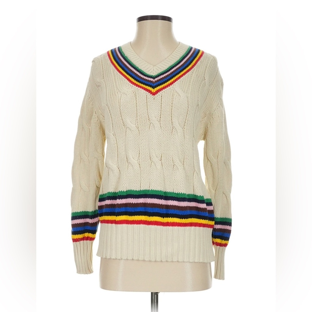 Rowing Blazers x Target Cream Rainbow Cable Knit Sweater